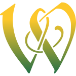 W letter in green and yellow