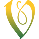 V letter in green and yellow