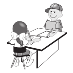 Vector illustration of kids drawing