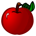 Fresh red apple line art vector clip art