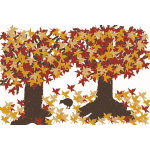 Autumn Trees with a bird vector clip art