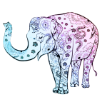 Blue floral elephant vector graphics