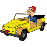 Boy Driving Car Cartoon