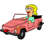 Girl Driving Car Cartoon