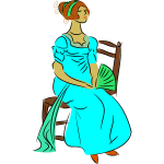 Lady sitting with fan vector clip art