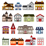 Vector image of set of colorful houses