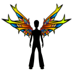 Rainbow angel silhouette vector image