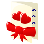 Color clip art of two hearts and a bow Valentines card