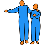 Vector drawing of interlinked man and woman