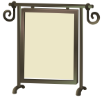 Self-standing mirror with brown frame vector clip art