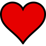 Red heart with black outline