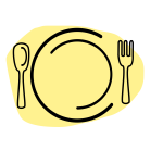 Vector illustration of dinner plate with spoon and fork