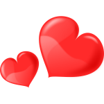 Vector drawing of two glossy hearts