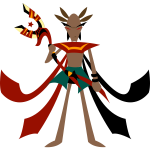 Cartoon mage with anubis staff