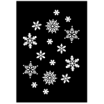 Vector image of white snowflakes on black background