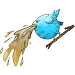 Bird spewing vector clip art